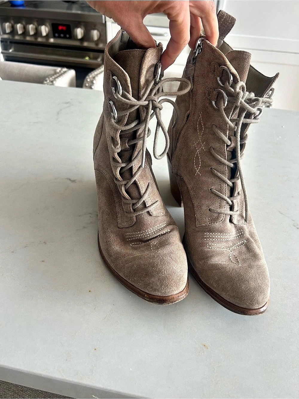 Diane Von Furtenberg suede boots.